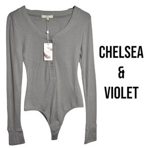 Chelsea & Violet gray henley bodysuit size Medium